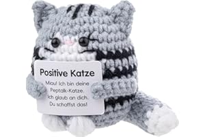 Werfunee Gestrickte Katze Positive Geschenke, Pocket Hug Glücksbringer Prüfung Positive Kartoffel Deutsch Ersatz, Positive Mutmacher Geschenke für Freunde Kollegen Familie, Einschulung Geschenk
