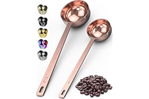 Orblue, cucchiai dosatori per caffè con manico lungo in acciaio inox, confezione da 2 (Rose Gold)