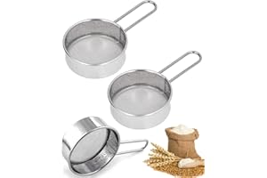 TOZBLEU 2 pcs Setaccio per Farina in Acciaio Inox,Farina Setaccio in Acciaio Setaccio Farina Resistente Scolapasta per Farina Setaccio a Rete per Farina per Scolare Farina Riso Cereali Frutta Verdura