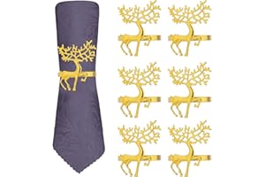 HBJSP 6Pcs Christmas Reindeer Napkin Rings, Gold Silver Elk Napkin Rings, Christmas Reindeer Napkin Buckle, Christmas Napkin Ring for Lunch Thanksgiving Party Wedding Table Decor (Gold Elk, 4 x 5.5 cm)