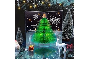 ANEWISH Tarjeta de Navidad, 3D Pop up Tarjeta de árbol de Navidad de Cristal con Sobre para Familiares, Amigos y Colegas Verde