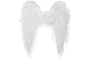 KarneLux Feder Flügel Engel - Damen Kostüm Accessoire für Engel, Amor und Christkind - Ideal für Karneval, Fasching, Halloween oder Theater - 45 x 45 cm (Weiß)
