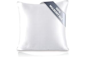 townssilk Taie d'oreiller en Soie, 65x65cm, 100% Soie de mûrier Naturelle 19 Momme, Deux Faces en Soie, certifiée Oeko-Tex, Douce pour la Peau et Les Cheveux, 1 unité,Blanc