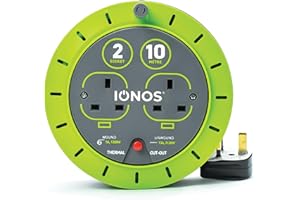 IONOS 2 Socket Cable Reel, 10m 13A Outdoor Lead, Green (ION13A10MCR6)