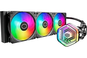 Cooler Master MasterLiquid Atmos 360 Black CPU Liquid Cooler - AIO Water Cooling System, Dual Chamber Pump, Pre-Installed Sickleflow 120 Edge Fans, Addressable Gen 2 RGB, LGA1700 & AM5 Brackets