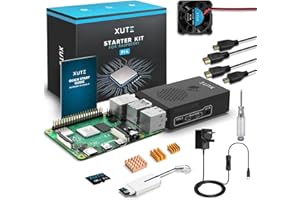 Xute Raspberry Pi 4 Model B 8GB Starter Kit with 128GB SD Card, 5.1V 3A USB-C Power Supply with Switch On/Off, Raspberry Pi PC/ABS Case, 2 HDMI Cables, Cooling Fan, 3 Heat Sink