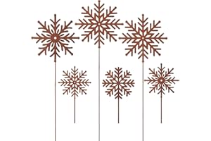 Otuuz 6er Set Weihnachten Schneeflocken Rost Gartenstecker 3 Große 60 cm Hoch 3 Kleine 18 cm Hoch Advent Rostige Gartendeko Outdoor Metall Roststecker für Terrasse Blumentopf Grabschmuck Wetterfest
