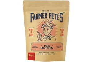 Farmer Pete's Pea Protein Powder 1kg - Dairy Free, Gluten-Free, Natural Plant Based Vegan Protein Powder Isolate (1kg)