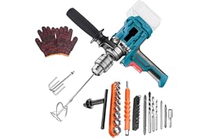 JAOGAUS Miscelatore per malta a batteria, compatibile con batteria da 18 V/21 V (senza batteria), 1100 W con mandrino regolabile, trapano multiuso per trapano a parete, trapano per legno, miscelatore