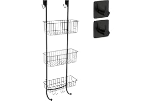 smartpeas Mensola Da Doccia Sospesa In Nero - 3 Livelli Di Mensola Per Doccia – 86X30X11Cm - Acciaio Inossidabile - Carrello Doccia Senza Foratura Richiesta + 2 Ganci Adesivi