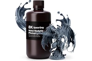 ELEGOO 8K Water Washable 3D Printer Resin 1000 g Grey, 405 nm LCD UV Hardening Water Washable Resin 3D Printer Resin for LCD/SLA Resin 3D Printers