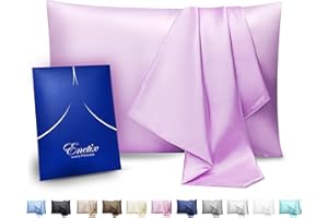 Enetix - Federa in raso di seta per capelli e pelle, confezione da 2 pezzi, con confezione regalo, senza acne e cerniera nascosta, 50×70cm, Lilla