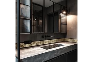 Funlife 3 rotoli di bordo autoadesivo per carta da parati, autoadesivi, in stile greco, per bagno, specchio, cucina, piastrelle, decorazione impermeabile, 10 x 200 cm, oro