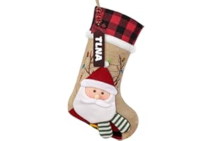 ASTNIC Weihnachtsstrumpf Personalisiert 18 Inch Großer Nikolausstrumpf mit Namen,Hängende Socke Candy Geschenk Taschen für Weihnachten Familienfeiertage Kamin Weihnachtsbau Dekoration (Weihnachtsmann)