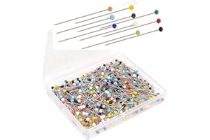 NOHJER 500 PCS Sewing Pins Multicolor Head Pins 38MM Glass Head Pins Pearl Headed Corsage Pins for Dressmaker Jewelry Decoration Sewing