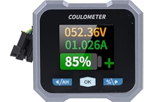 FOCKETY Monitor Baterii z Bocznikiem, Wyświetlacz LCD o Przekątnej 1,8 Cala, Woltomierz, Amperomierz Bluetooth, dla Kwasu 10-100 V, 50 A, Lifepo4 i Bateria Litowa, Samochód Kempingowy