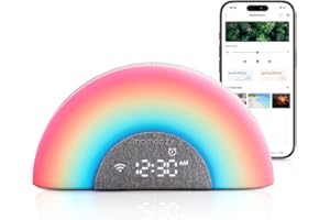 momcozy DreamSync Tech™ Baby Sound Machine, Night Light, APP Control Baby Sleep Trainer, Routine Builder, White Noise Machine with 34 Soothing Sounds, Wake Up Light Sunrise Alarm Clock,Speaker