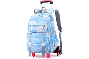 PROTAURI Mochila Rodante para Niñas Niños Impermeable para Estudiantes Mochila Carro Escolar Primaria con 6 Ruedas para Edades de 7 a 12 Años