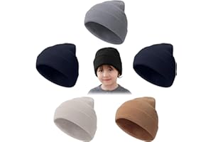Mayoii 5 Pack Beanie for Kids, Colorful Winter Beanie Hats for Kid, Warm Stretch Knit Winter Hats for Kids, Suitable for 1-10 Years Old Daily, Outdoor Sports