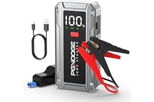 PGNOOGE 4000A Bosster De Batterie Voiture (Jusqu'à 8,5L D'Essence/7,0L De Diesel),12V Start Booster Batterie Vehicule Avec Bouton De DéMarrage Forcé Et Sortie USB Grand éCran Lcd LumièRe De 600 Lumens