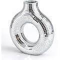 Bubaxuce Vase Donut Boule à Facettes Argentée 14x15cm, Pot de Fleurs Boule à Facettes, Décoration Disco pour Décorations Rétro des Années 70/80/90, Anniversaires et Centres de Table Festifs