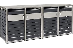 Zelsius Mülltonnenbox 4er Müllbox | 120-240 Liter | Anthrazit | inkl. Erweiterungsmöglichkeit | Aufbewahrungsbox für Mülltonnen, Mülltonnenbox 4 Tonnen