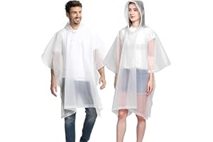 YingErTool Pack of 2 Waterproof Rain Poncho, Lightweight, Reusable Raincoat with Hood for Men/Women, Portable Emergency Poncho for Adults, Family, Hiking, Cycling, Camping