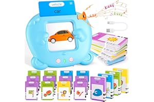FANCYWHOOP Talking Flash Cards for Toddlers, Early Educational Learning Toys for 1-6 Year Old Boys Girls, 112 Cards/224 Words Double-Side Flashcards Audible Preschool Learning Machine for Kids Christmas Birthday