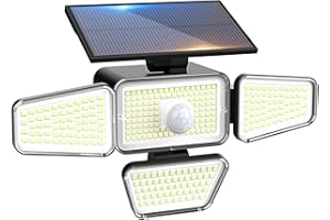 Peasur 318LED Solar Security Lights Outdoor Motion Sensor，4 Adjustable Heads Solar Lights Outdoor Garden, Waterproof Wall Mount Wireless Solar Powered Flood Light for Garage Yard Door-1 Pack
