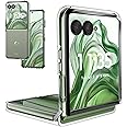 Foluu Clear Case for Motorola Razr 50 Ultra 2024 with Metal Tabs Holding Two Pieces, Hinge Protection, Slim Fit Scratch Resistant TPU Silicone Shockproof Protective Cover for Moto Razr 50 Ultra 2024