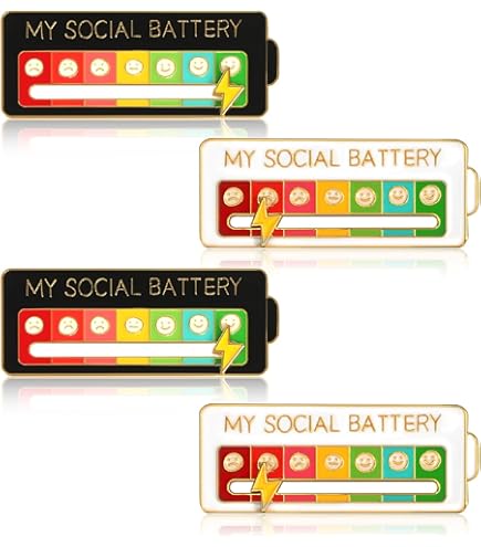 Social Battery Pin, 6 stuks Pin Social Battery Grappige broche