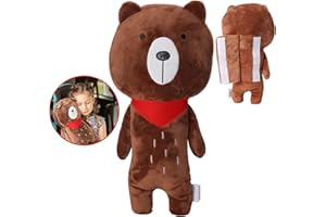 Pinkgarden Car Pillow for Kids, Seatbelt Pillow, Kids Car Seatbelt Covers Seat Strap Pillows for Toddler Head Rest Strap Cushion (Bear)