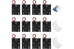 GTIWUNG 12 Stück 3AA Batteriehalter Gehäuse Kunststoff Halter Akku Batteriefach Battery Holder für 3 x 1,5V AA Batterie Halterung 4.5V mit Anschlusskabel 3 Solts + 3 Stück Aufbewahrungsbox Transparent