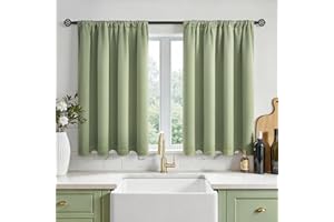 MRTREES Cortinas opacas verdes con bolsillo para barra, cortinas impermeables para ventanas de baño y cocina, 2 paneles de 75 x 75 cm, color verde salvia