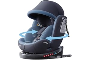 Heekin 360 Spin Baby car seat with ISOFIX for Child 40-150 cm(0-36kg),0-12 Years,Group 0+/1/2/3,with a Sunshade, R129 Certification(Blue)