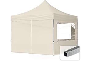 TOOLPORT Faltpavillon Faltzelt Pavillon 3x3m - 4 Seitenteile Aluminium 32mm Partyzelt 700N Creme
