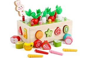 WolinTek Jouet en Bois Jeu de Peche Magnetique, Jouets Montessori en Bois pour Bébé Jouet Educatifs Puzzle en Bois pour Enfant,Jouet de Pêche pour Enfants,Meilleurs Cadeaux pour Bébés Enfants