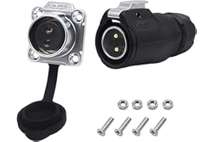 CERRXIAN Strombuchse, Buchse auf Stecker, umgekehrter Stil, IP67, wasserdicht, Außenanwendunf, Luftfahrt-Lötverbinder (Schwarz) (2-polig)