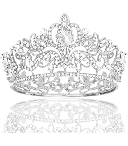 Diadème Couronne Baroque Pour Femme - Strass Et Cristal - Pour Mariage, Soirée, Photo - Taille Environ 15x6,6 Cm