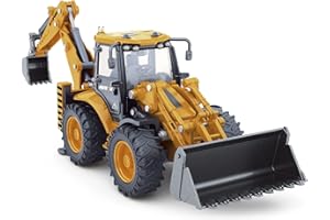 fisca 1/50 Die-cast Bagger & Baggerlader - Metallfahrzeug Modell für BAU- und Traktorsammlungen, Bulldozer und LKW Deko Spielzeug (Baggerlader)