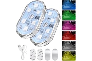 TALIFOCA 2 Pezzi Luce Notturna per RGB Auto, Luci Touch a Led, Senza Fili, 7 Colori Regolabile Ricaricabile Usb Per Illuminazione Ambientale Interna