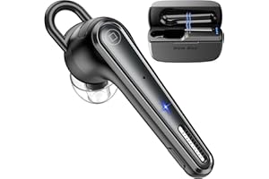 New Bee Auriculares Manos Libres Bluetooth V5.1 con 50 Horas de Conversación,Ultraligero Manos Libres Oreja con ENC Doble Micrófono Cancelación, Conexión de Dos Dispositivos para Conducir/Negocios