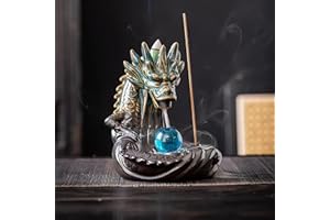 Sevitini Bruciatore incenso dragon, Porta incenso a cascata, con 60 coni d'Incenso + 30 bastoncini,Fontana incenso cascata dragon,per decorazioni per la casa ornamento