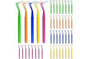 SKHAOVS 40 Piezas Cepillos Interdentales en Forma de L, Empujar-Tirar Con Caja de Almacenamiento, Limpieza Dental y Cuidado Bucal (5 Colores)