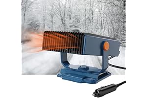 NIRCHO Chauffage de voiture 12 V 150 W Dégivreur avec support et ventouse, Désembueur de pare-brise portable, 2 en 1 Chauffage et refroidissement, Ventilateur de voiture avec prise allume-cigare (Bleu B)