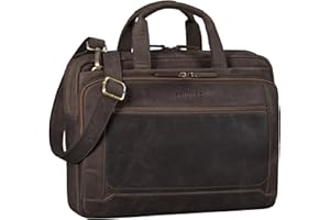 STILORD 'Antoine' Sac Cartable Bandoulière Cuir pour Ordinateur de 15.6 Pouces Sac de Travail Mallette Vintage Porte Documents en Cuir Véritable, Couleur:Marron Moyen