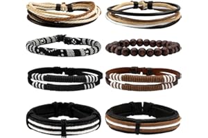 Manfnee 6-12Pz Braccialetto Intrecciato Pelle PU Bracciale Fascia Vintage Punk Goth Rock Uomo Donna