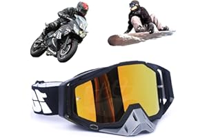 Yoihuqi Gafas Esquí, Gafas Moto Polvo, Gafas Snowboard Espejo, Dirt Bike Off-Road Goggles, Prueba Viento a Prueba de Polvo Gafas, para Bicicletas Montaña, Esquís o Cascos Abiertos