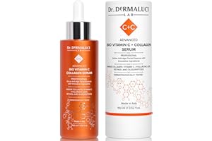 DR. DERMALUCI LAB Serum Vitamina C Facial Colageno Acido Hialuronico Retinol BIO 100ML | Aloe Vera Oligopéptido | Anti-edad Antioxidante Iluminador Equilibrante Sebo |Cosméticos Naturales |Cuidado de la Piel