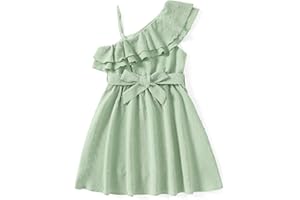 PATPAT Abito da Principessa Bambina Ragazza Vestiti con Volant Monospalla per Ragazze, Abito Senza Maniche a Trapezio, per Feste e Occasioni Speciali Cocktail Festa